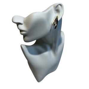 Vintage Gold Tone Wing Statement Earrings Art Deco 80s Costume Jewelry